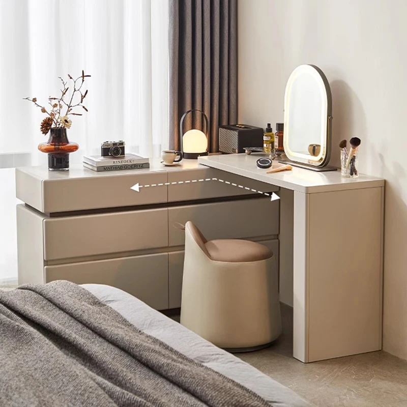 

Туалетный столик для хранения с зеркалом, ящиками и полками для косметики, милый органайзер для спальни, уникальная мебель
