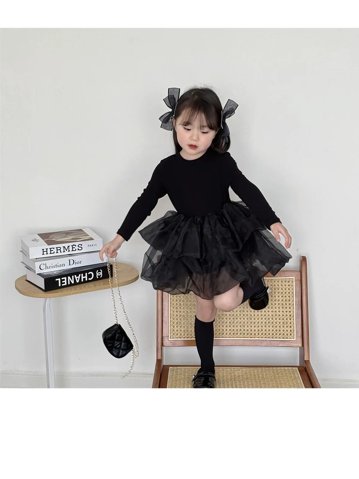 Frühling Herbst Langarm Prinzessinnenkleid für Mädchen, Schülerinnen-Tüllkleid, Leichtes, Bequemes Kinder-Freizeitkleid – Detail 7