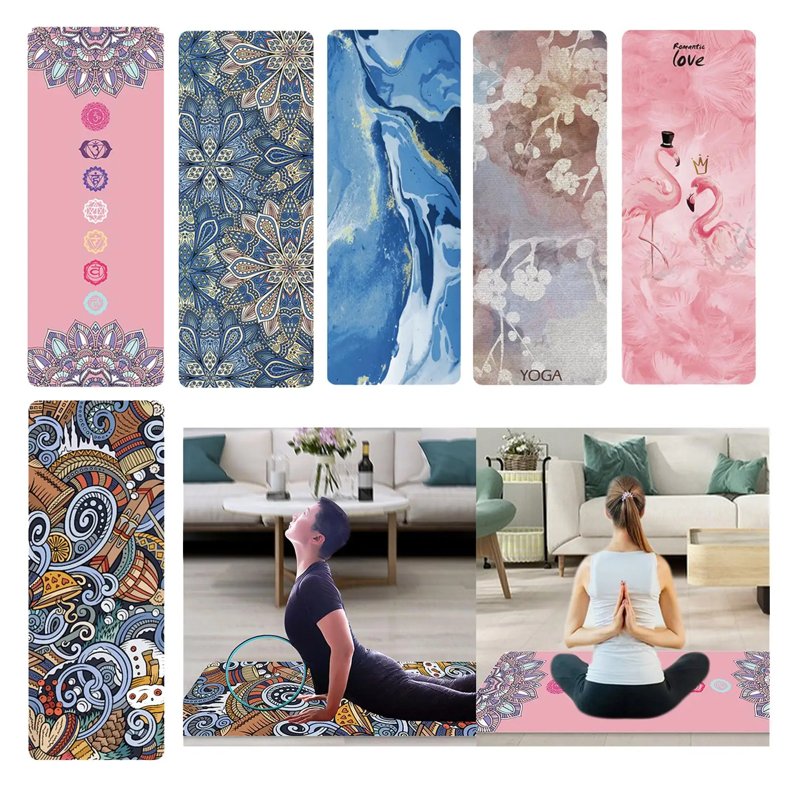 Yoga Mat Non Slip Workout Mat Anti Tear Yoga Pad for Men Women Folding Yoga