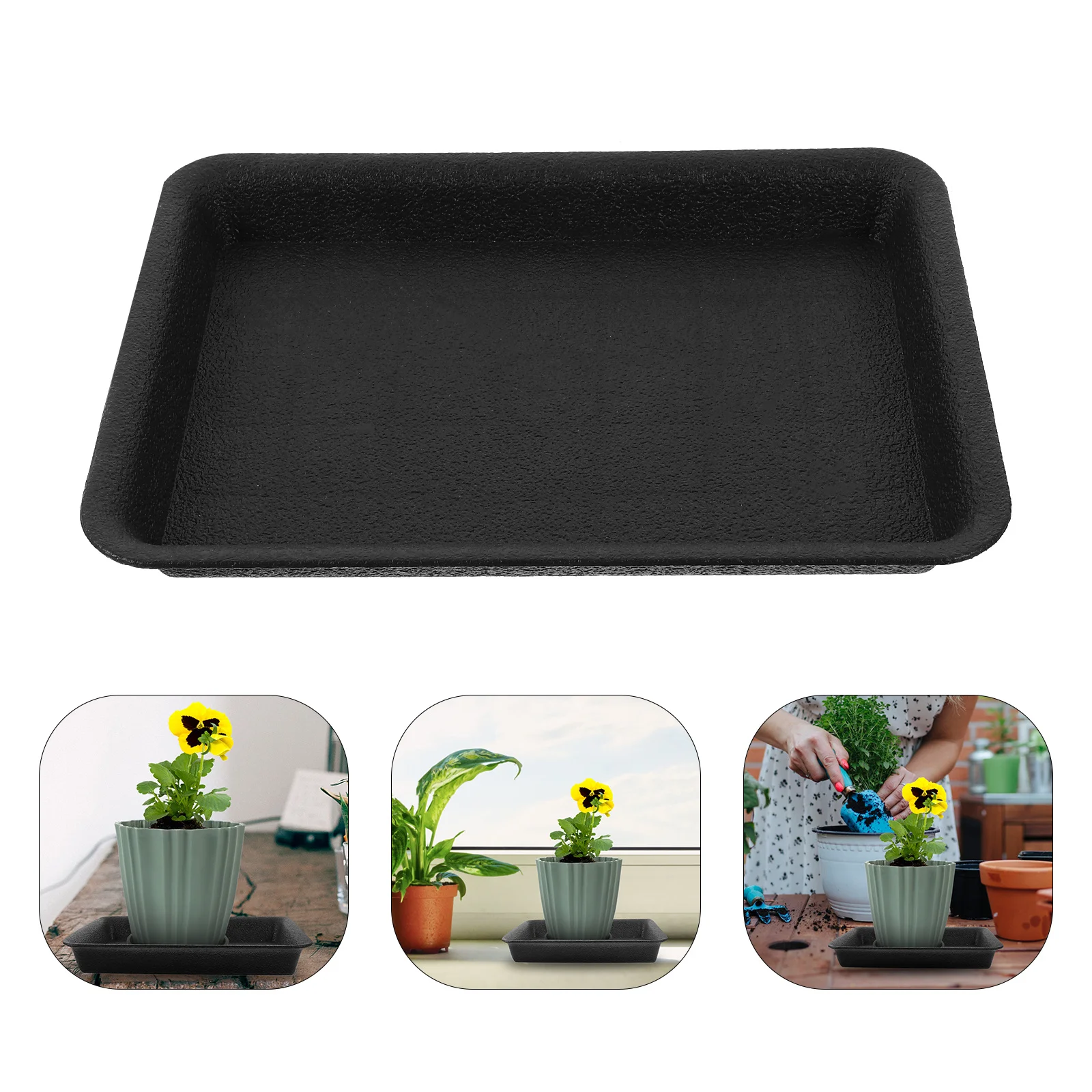

6Pcs Plastic Flower Pot Tray Rectangular Planter Saucers for Indoor Outdoor Plants Leak Proof Soil Spill Prevention