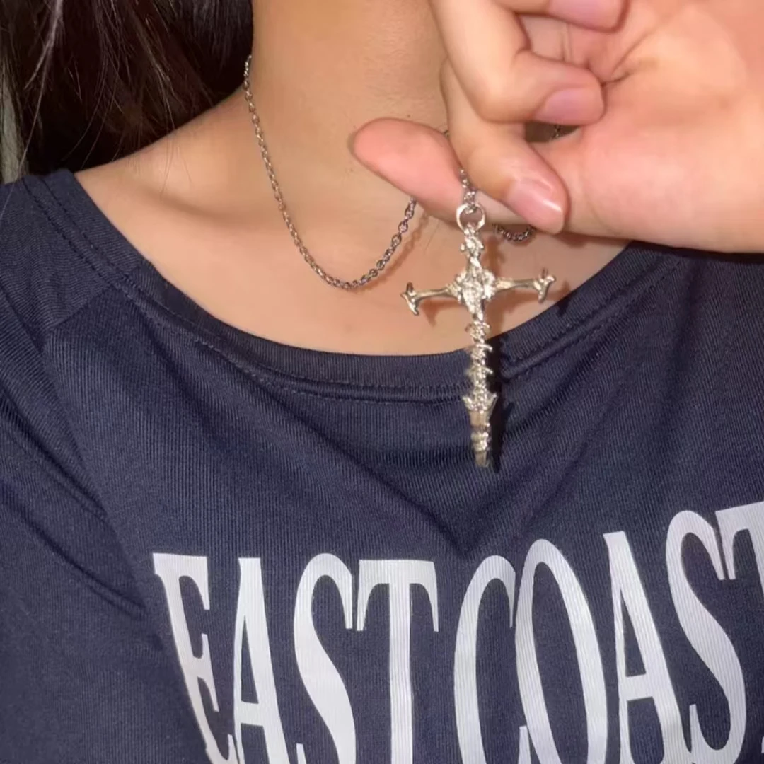

New Hip Hop Vintage Cross Necklace Unique Design Stainless Steel Goth Necklaces Fine Jewelry Gift for Women Men Wholesale