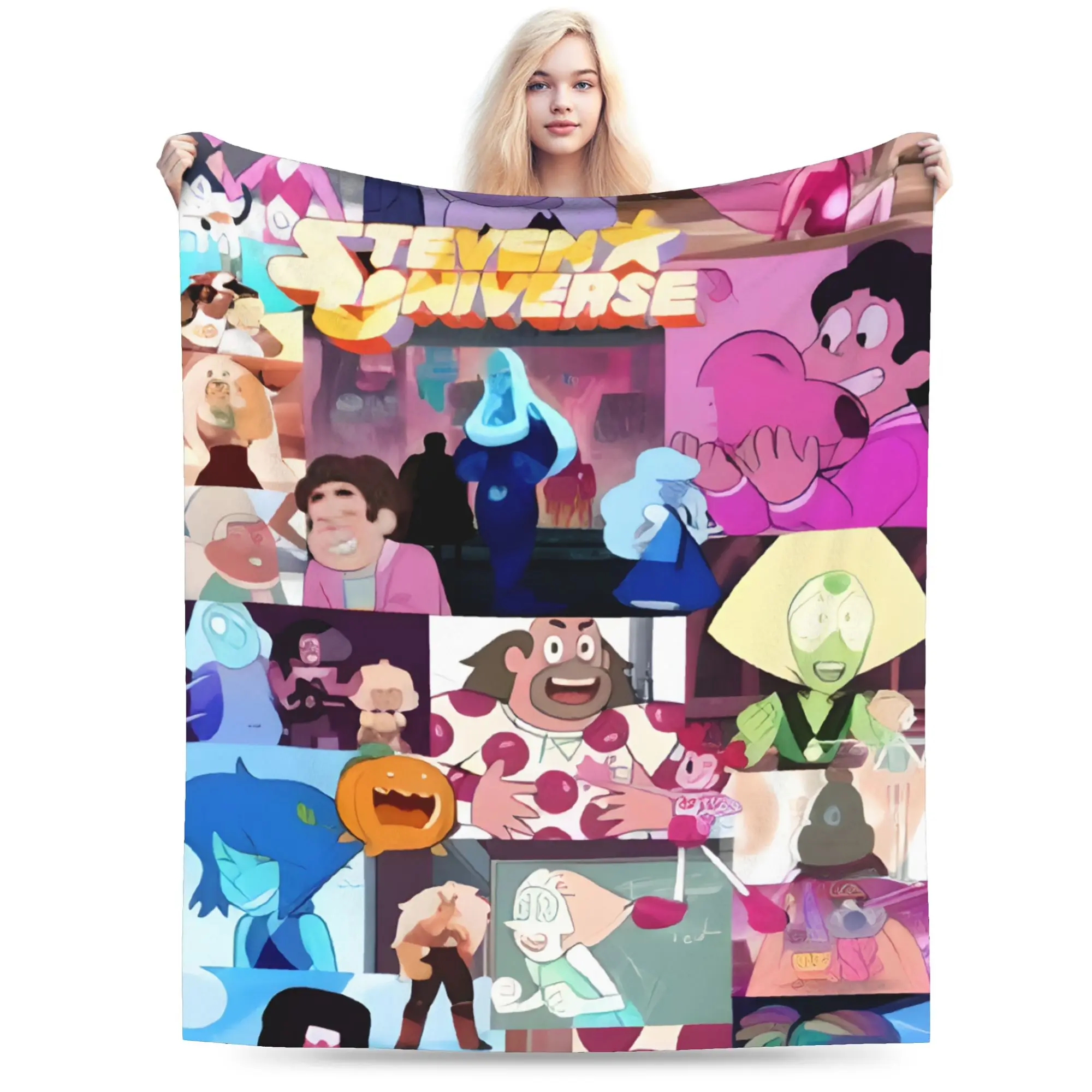 Custom Steven Universe Blanket Soft Fleece Autumn Warm Flannel Children Gift Cartoon Throw Blankets for Sofa Travel Bed Quilt