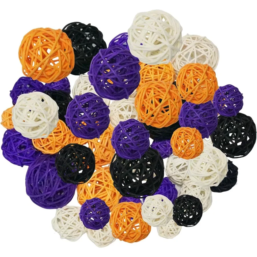 

Декор для вазы на Хэллоуин-36 упаковок и Хэллоуин, День Благодарения, шарики из ротанга, декоративные и наполнитель для вазы, плетеный шар для Хэллоуина