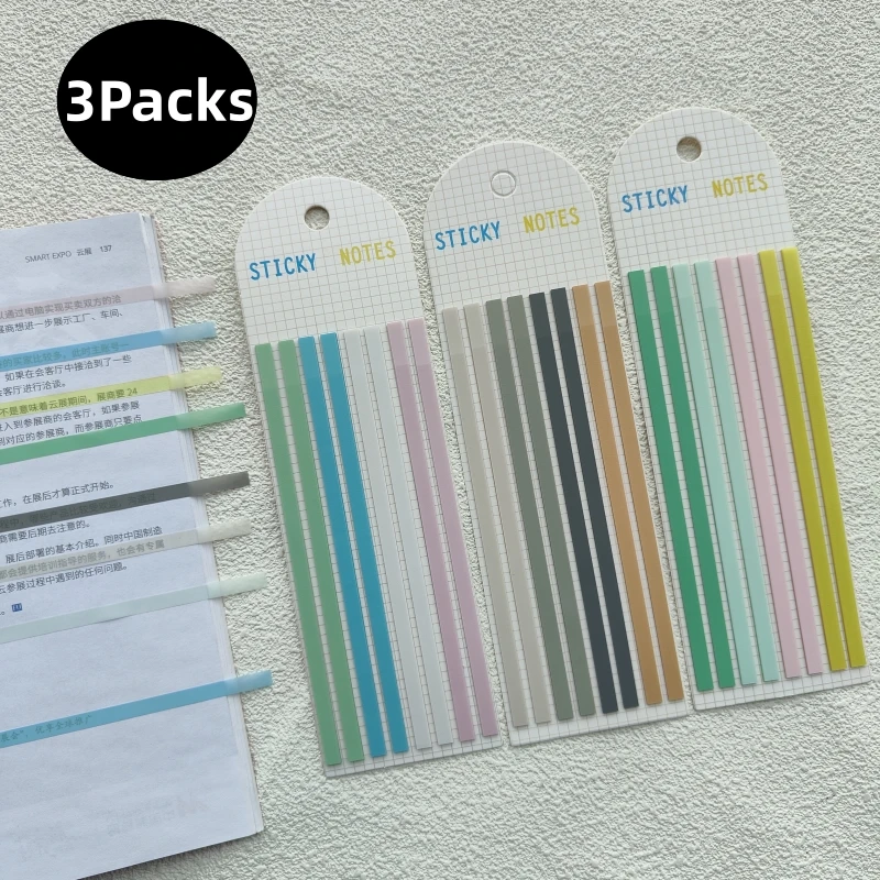 3Packs/Set Sticky Transparent Sticky Notes Self-Adhesive BookMarkers Annotation Reading Book Clear Tab Kawaii Cute Stationery