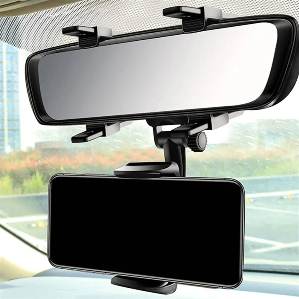 Faltbare, verstellbare Auto-Handyhalterung für den Rückspiegel, Navigations-GPS-Ständer-Clip für Mobiltelefone