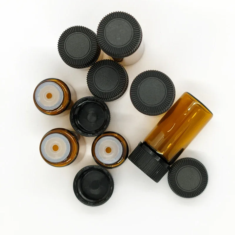 

100pcs 1ml/2ml/3ml/5ml Empty Amber Glass Essential Oil Bottle Thin Glass Small Amber Dram Perfume Oil Vials Sample Test Bottle