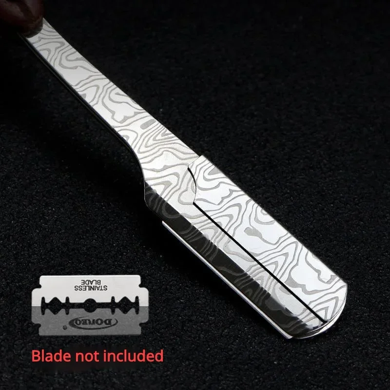 Damascus Pattern  Stainless Steel Folding Razor Spider Rosewood Grain Handle Men\'s Facial Shaver Straight razor Holder G0722