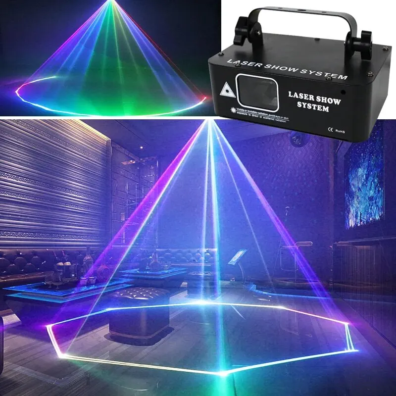 HCWE LED RGB Laser Beam Line Scanner Projector DJ Disco Stage Lighting Effect Dance Party Wedding Bar Club DMX512 Party Lighting