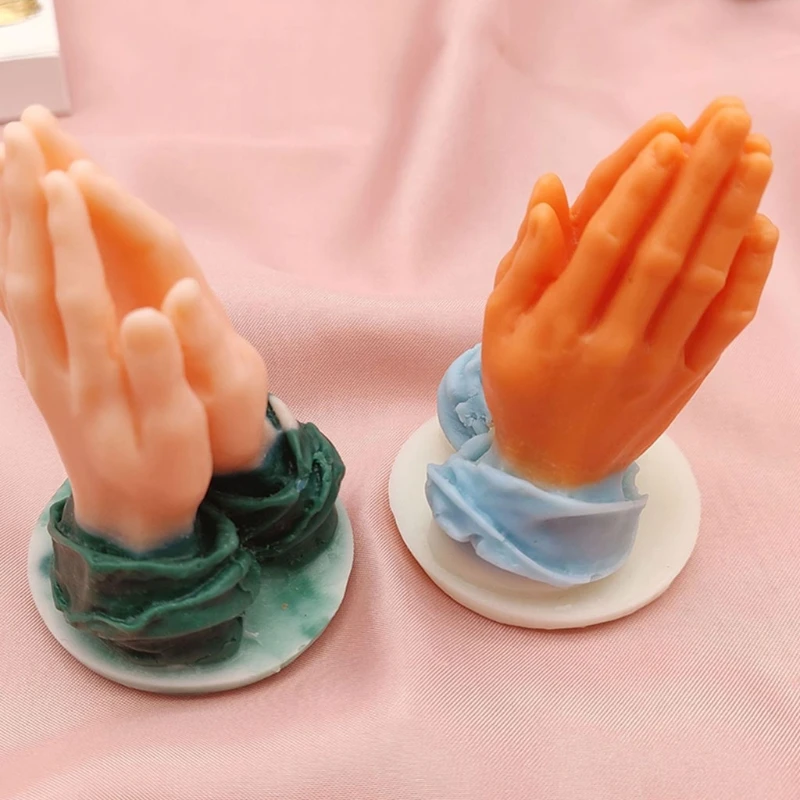 Yuyu mãos juntas velas oração resina epóxi molde aromaterapia gesso sabão silicone molde diy artesanato ornamentos molde