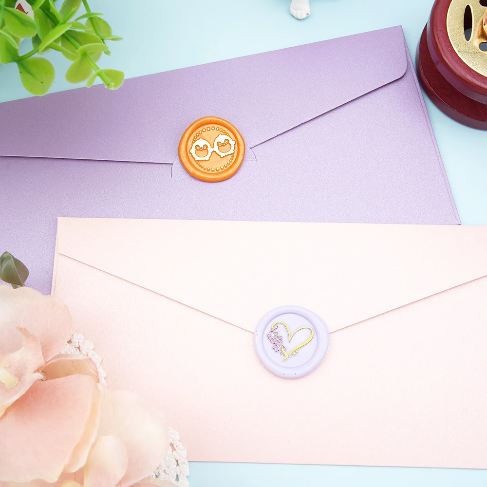 ختم من الشمع طوابع البطاريق الحب القلب زهرة مختلط نمط النحاس رئيس بطاقات المعايدة المغلف دعوة ديكور الحرفية المشروع #5