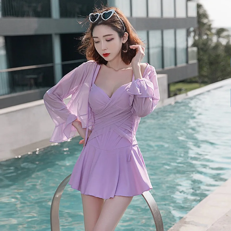 Women's Summer Jumpsuit Style Style Swimsuit, Slimming Covering Belly, Oversized, Slightly Chubby Girl Swimwear Dress, New