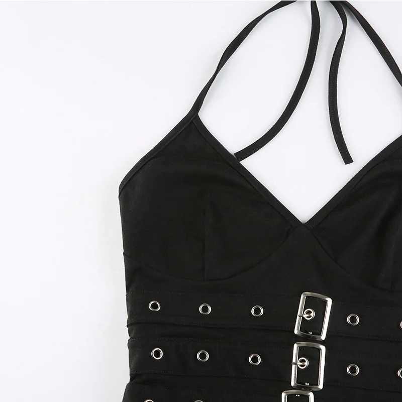 Y2k Bandage Crop Top Schwarz Rückenfreies Top Lace Up Süße Party Strand Sommer Sweats Frauen Retro Basic Mini Weste Punk – Detail 16