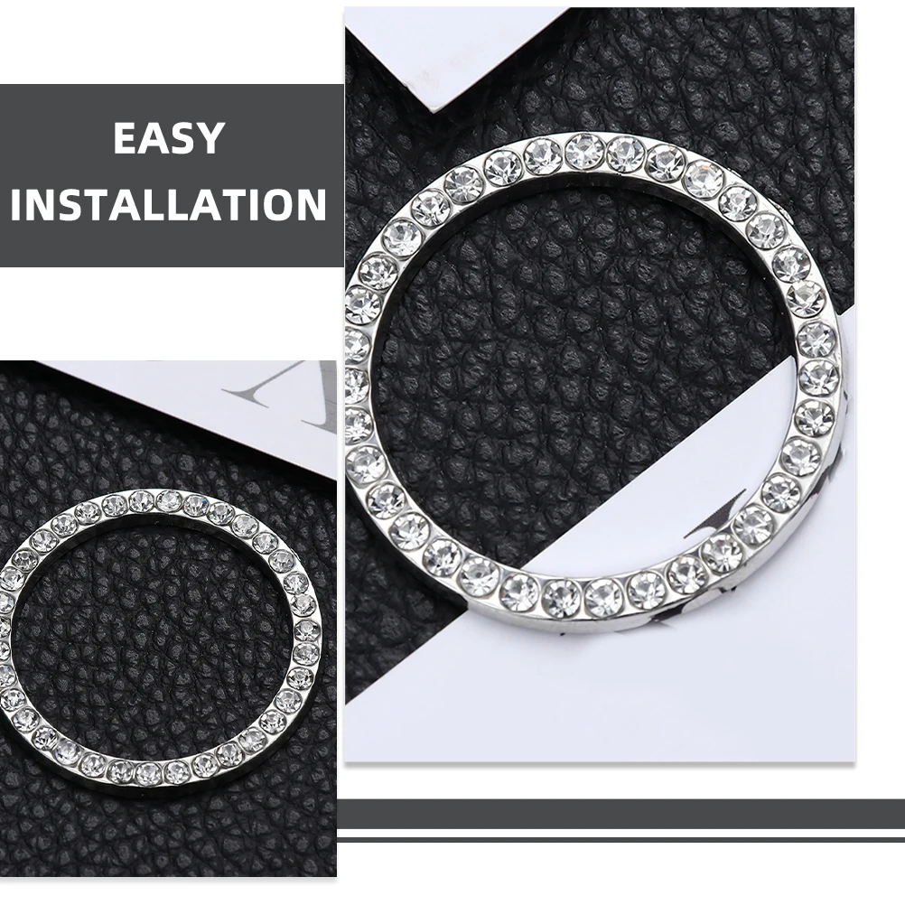2 Pcs Engine Start Stop Button Cover Car Push Decoration Mosaic Alloy Bling Ring for