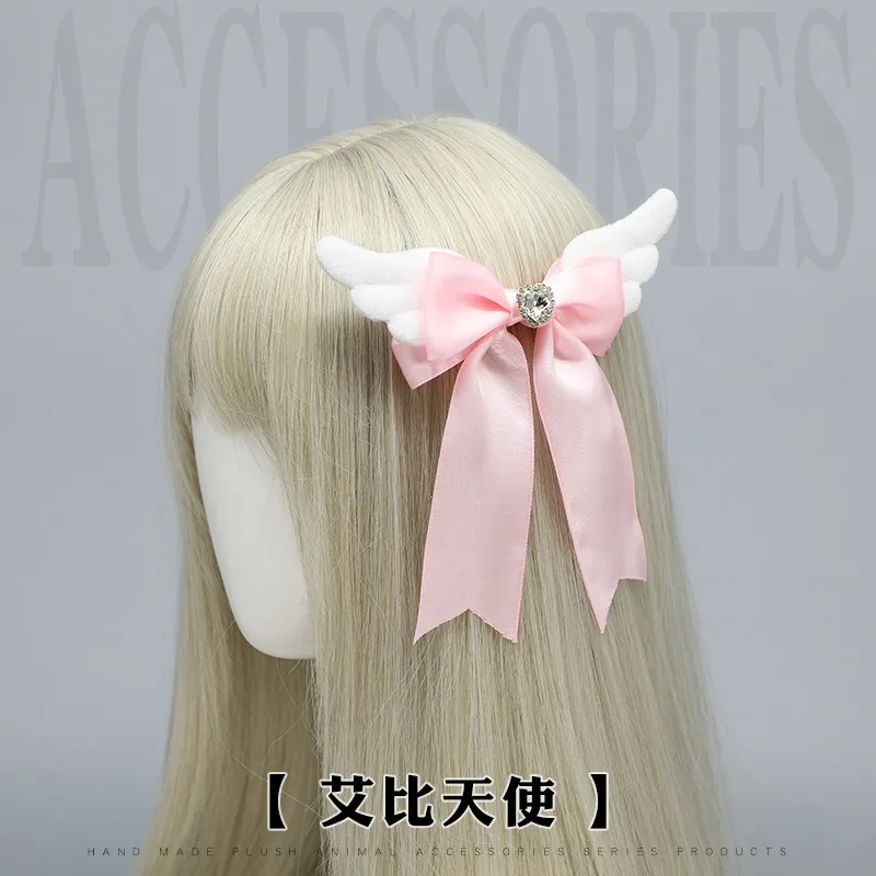 새로운 bowknot 천사 날개 귀여운 천사 날개 플러시 머리핀 소녀 헤어 클립 액세서리 바레트 헤어 그립 머리 장식 머리 장식 헤어 클립