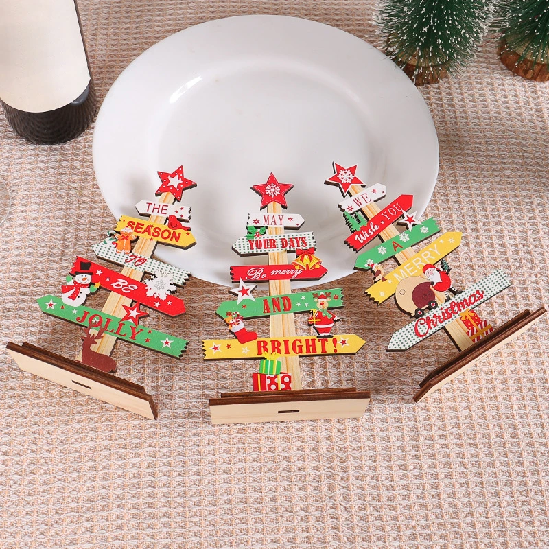 Wooden Christmas Ornament Merry Christmas Decoration For Home Table 2024 Xmas Gifts Christmas Wooden Ornaments