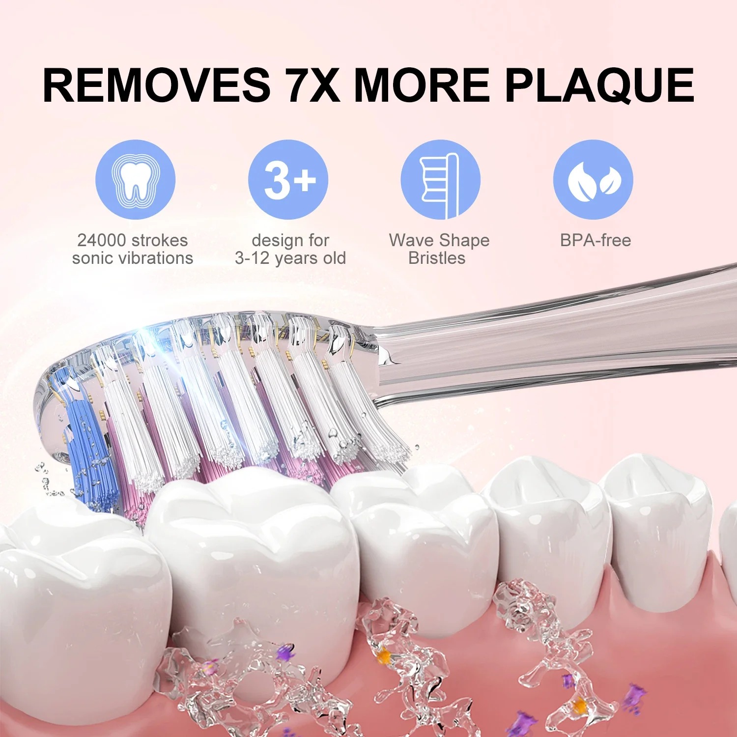 SEAGO Children Electric Toothbrush Kids Battery with Colorful LED Waterproof Sonic Brush Soft Bristles Teeth Cleaning Oral Care