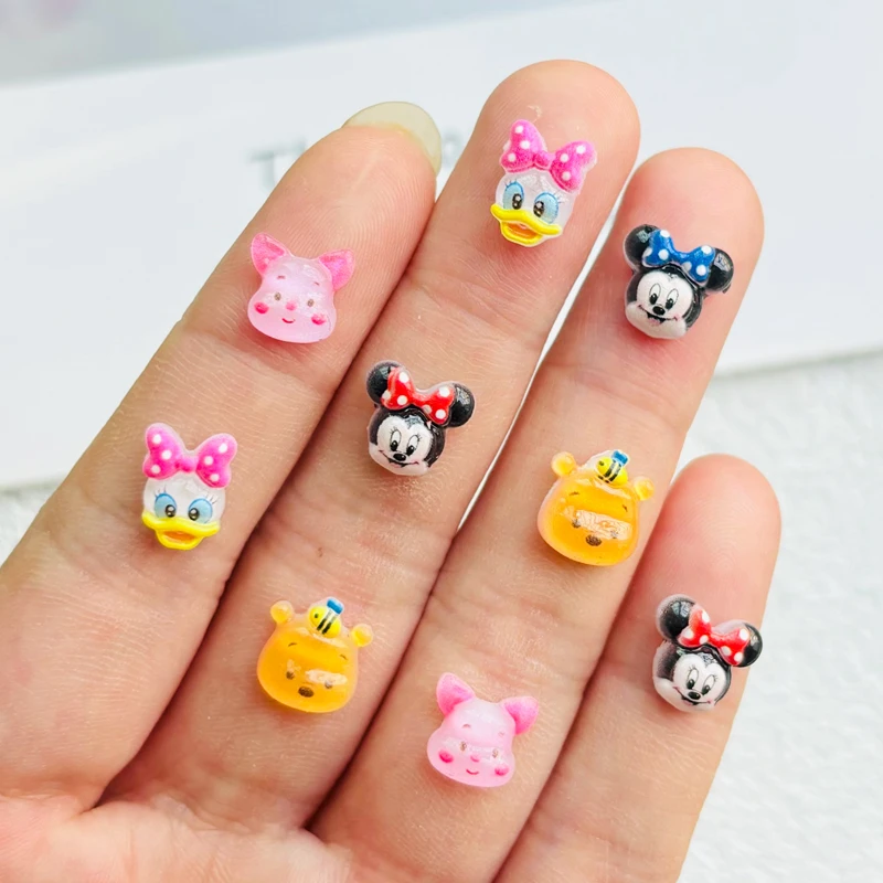 50 Pcs New Cute Resin Mickey, Minnie, Bee Bear, Donald Duck Flat Back Ornament Jewelry Making Manicure Hairwear Accessorie