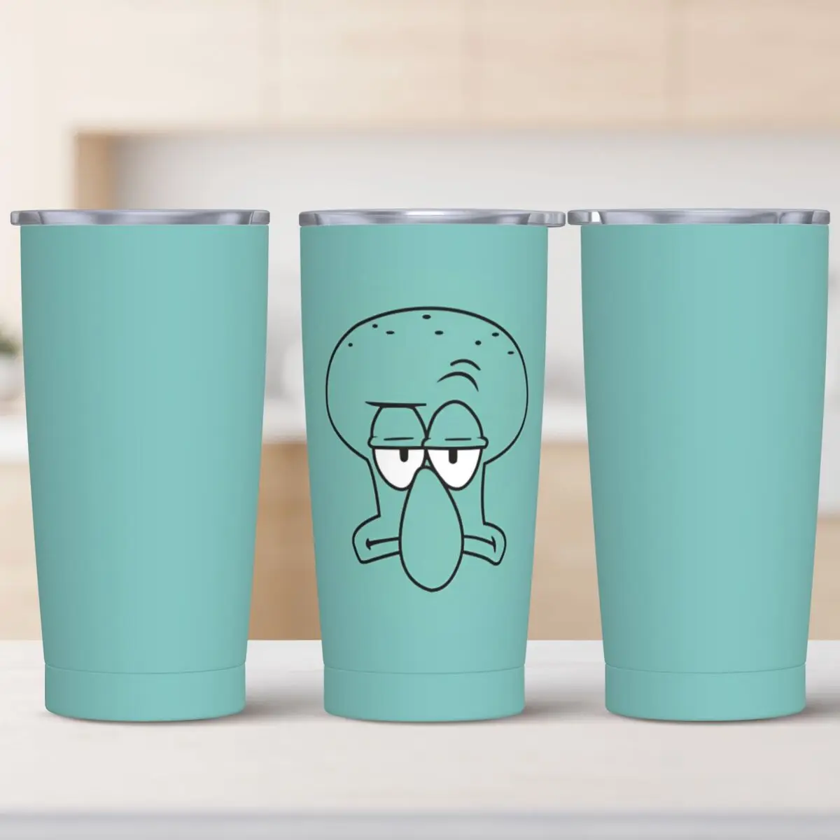 Worried S-Squidward Tentacles In SpongeBob SquarePants Tumbler Cold Drink Water Bottle Insulated Stainless Steel Thermal Mug Cup