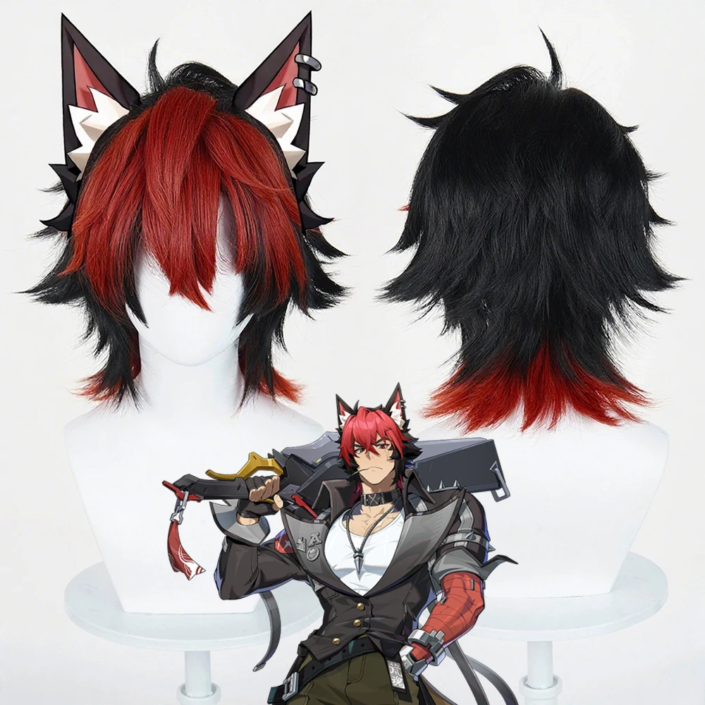 

Game Zenless Zone Zero Komano Manato Cosplay Wig Men Red Black Short Hair Heat Resistant Synthetic Wig Halloween Prop