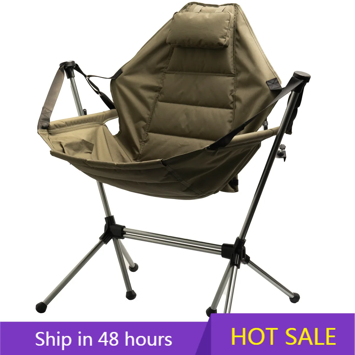 

YTYIN Portable Hammock Camping Chair Aluminum Alloy Adjustable Back Padded Folding Swing Chair With Pillow