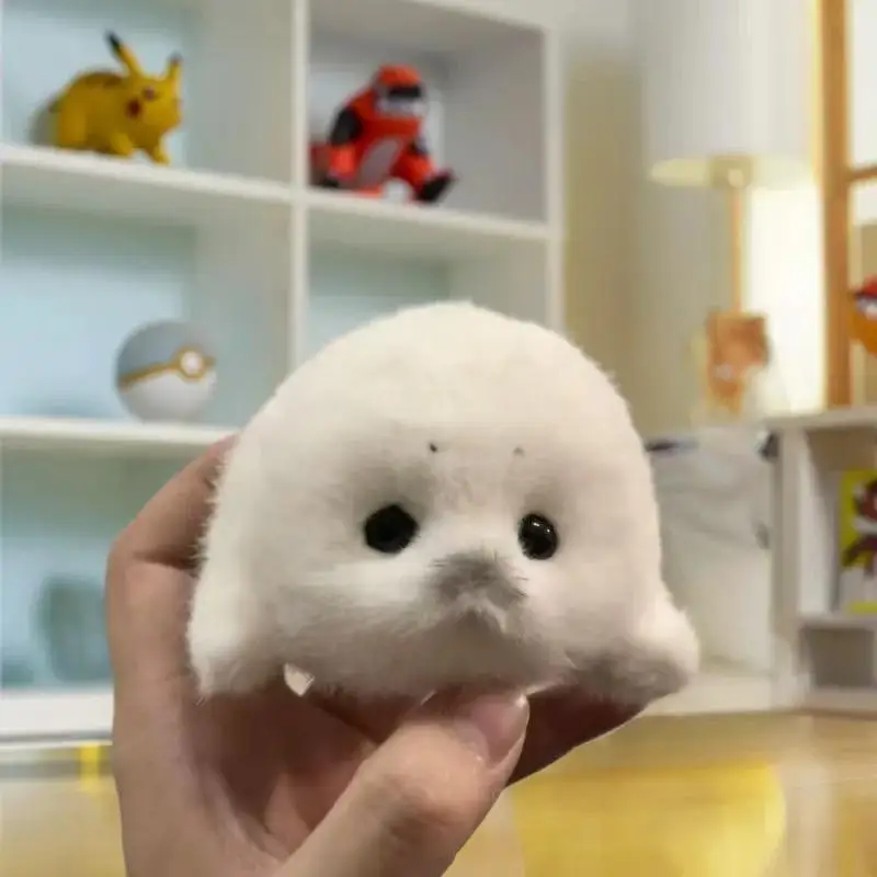 Lovely Baby Seal Faux Fur Toy Pendant; Simulation Sea Creature Souvenir Doll Charm Bag Accessory