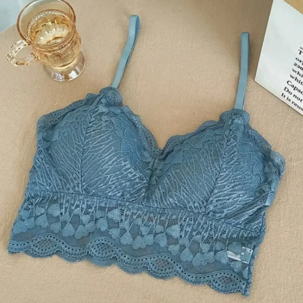 المرأة الدانتيل الصدرية مثير الجوف خارج زهرة الملابس الداخلية Bralette اللاسلكية رفع تنفس حزام مبطن سترة الملابس الداخلية الأعلى