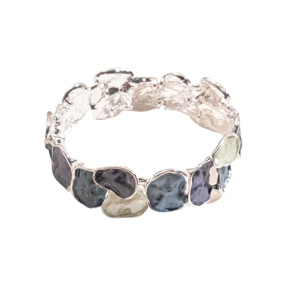 

Irregular Geometric Colored Oil Rose Bracelet Waterproof Elastic Enamel Bangle Circular Vintage Women's Hand Bracelet Travel