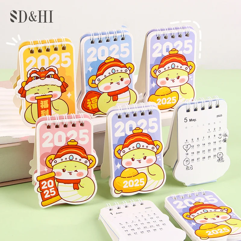 Mini Cartoon Snake Calendário, Especial-Shaped, Pequena Mesa, Bolso, Portátil, Decoração Desktop, Pequenos Presentes
