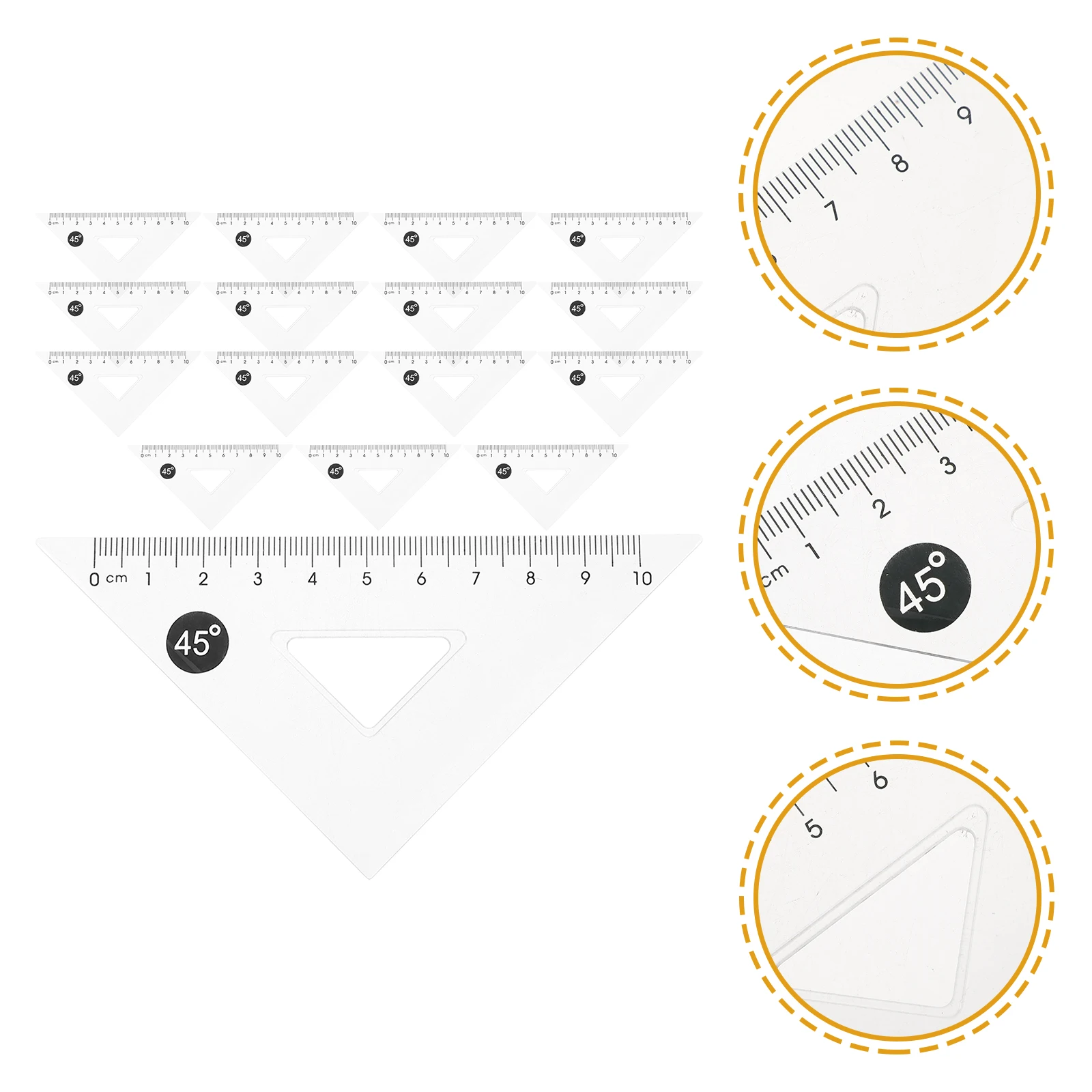 

12pcs Drawing Triangle Rulers Geometry Measurement Tools Set Square Plastic Wear Resistant Office Classroom Use Creative Gift
