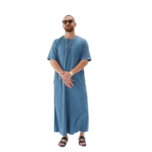 2025 Oem American Men's Short-Sleeved Robes Cross-Border Arab Wholesale Plus Size Clothing Summer Embroidered Adult Robes