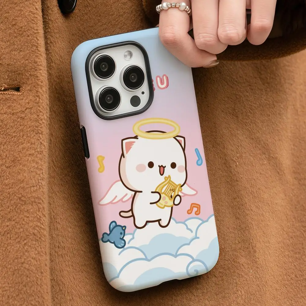 Чехол для телефона с рисунком персика и Гома для iPhone 16, 15, 14, 13, 12, 11 Pro Max Plus, глянцевый HD, двухслойная жидкая задняя пленка, твердый корпус