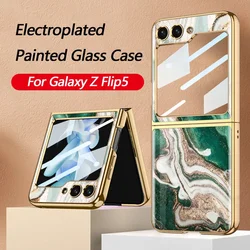 GKK Original Case For Samsung Galaxy Z Flip 5 Painted Glass Plating Case Outer Screen Glass Hard Cover For Galaxy Z Flip5 4 Case