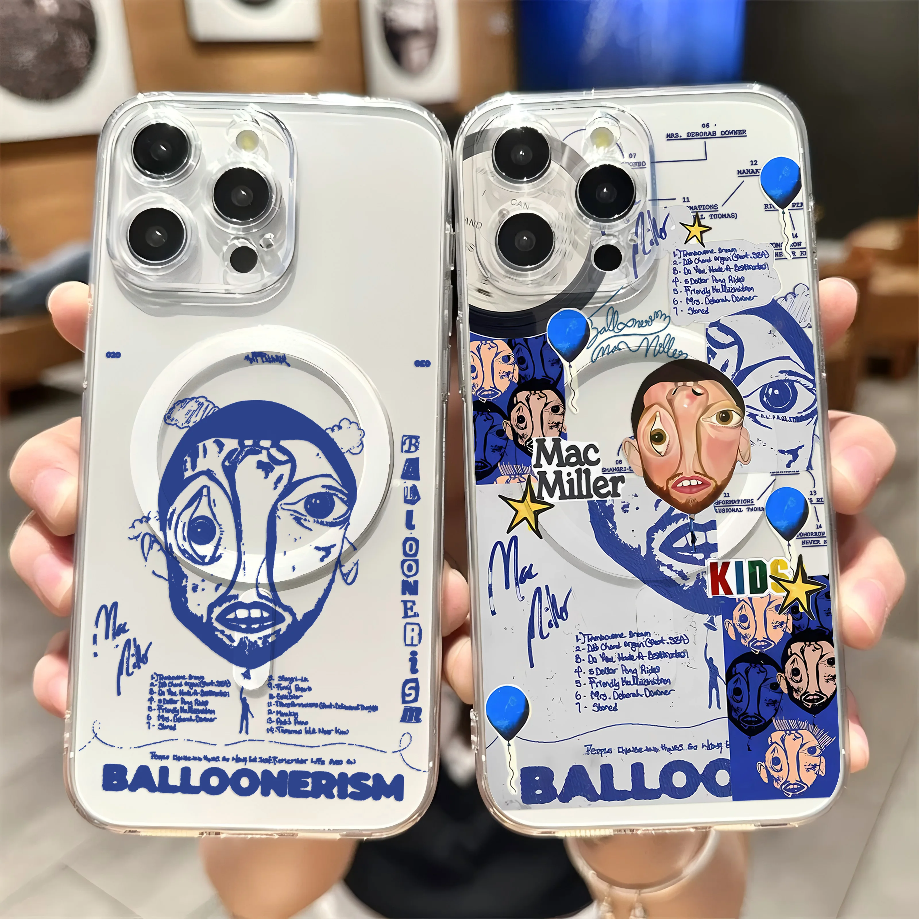 Coque de téléphone magnétique Singer Macs Millers Art pour iPhone 17 16 15 14 13 12 11 8 7 Air Plus Pro Max X XR XSMax, en TPU souple et transparent