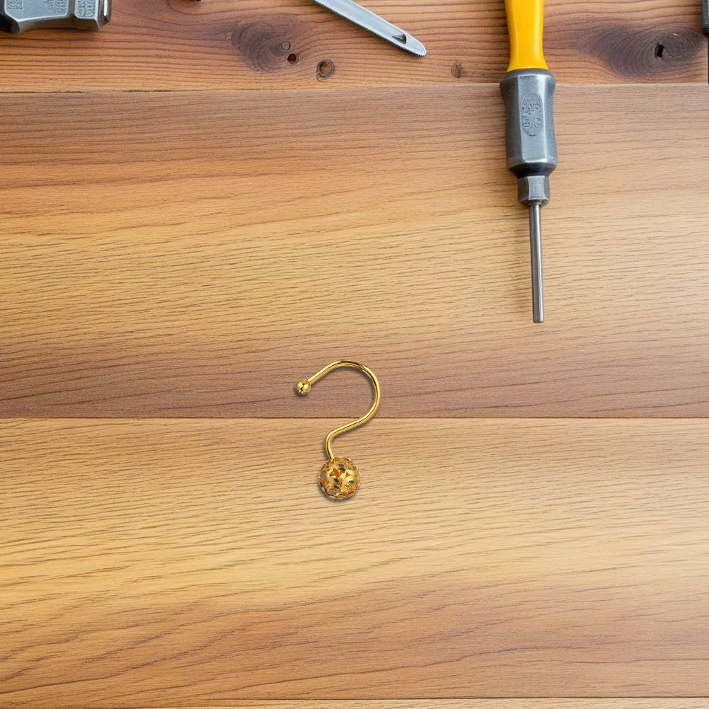 

24Pcs Golden Shower Curtain Hooks Metal Rolling Ball Design Smooth Glide for Farmhouse Rustic Bathroom Decor Decorative Iron