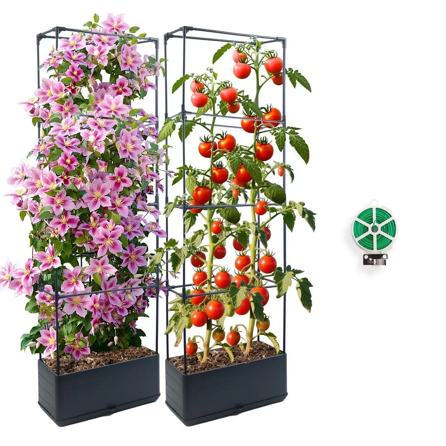 

Приподнятая грядка-клумба с решеткой, 55.2, самополивающаяся, для томатов, вьющихся овощей и цветов