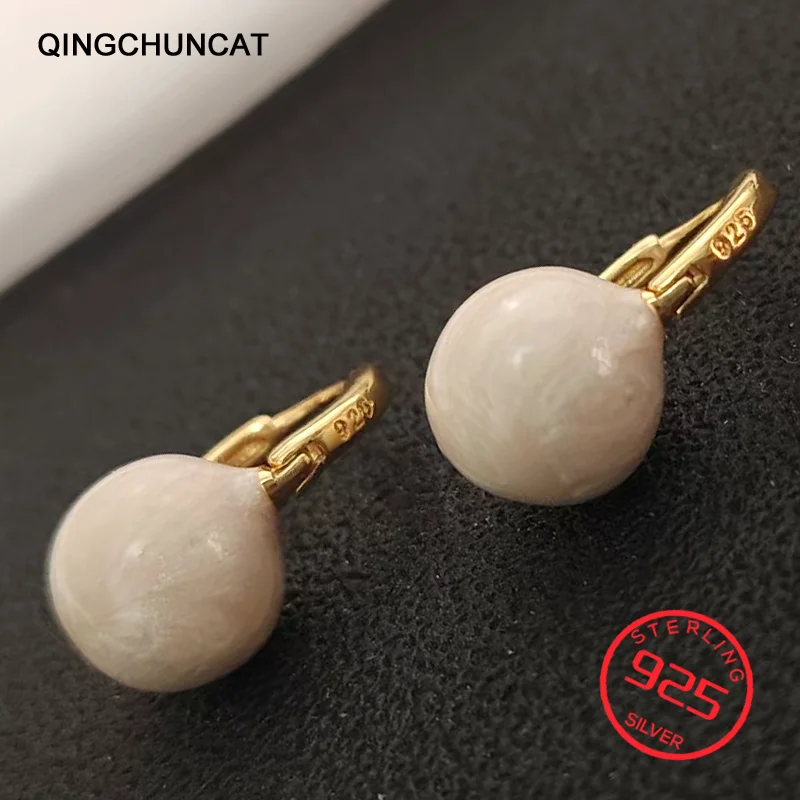 

Eardrop Minimalist Hoops Wedding Fashion Jewelry Drop shipping 925 Sterling Silver Pearl Studs Hoop Earrings for Women