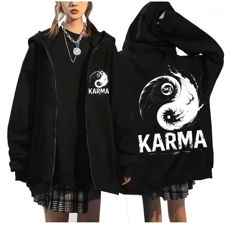 سترة بغطاء للرأس فضفاضة من الألبوم الرابع من KPOP، ملابس FELIX HAN BANGCHAN CHANGBIN LEE KNOW K-POP