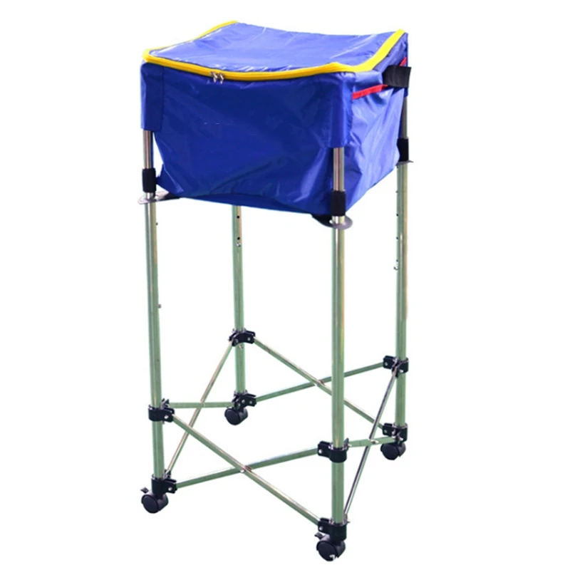 NEW-Tennis Trolley Wheeled Ball Caddy Cart Portable Tennis Ball Basket Net , Collapsible Travel Cart, Tennis Accessories