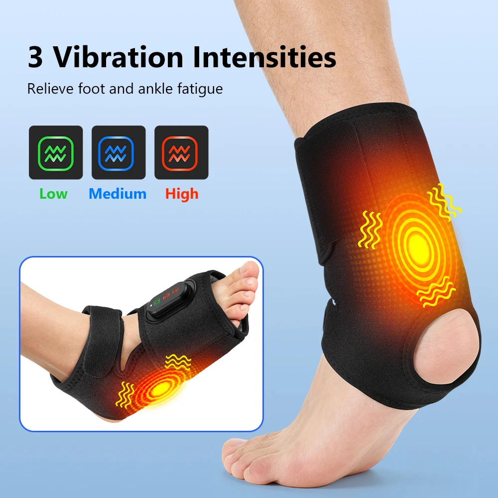 

APP Control Electric Foot Ankle Massager with Heat & Vibration Adjustable Timer Rechargeable Ankle Wrap for Muscle Relaxation