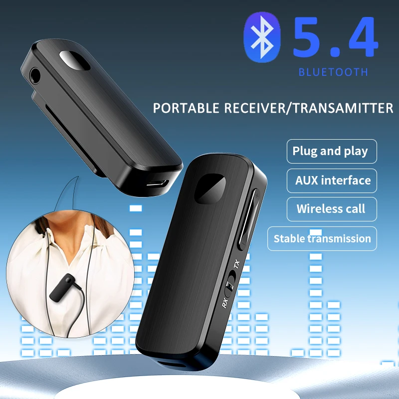 

2 in 1 Bluetooth 5.4 Transmitter Receiver 3.5MM AUX aptX Adaptive LL HD Wireless Adapter Connect Two Bluetooth Headsets Phones