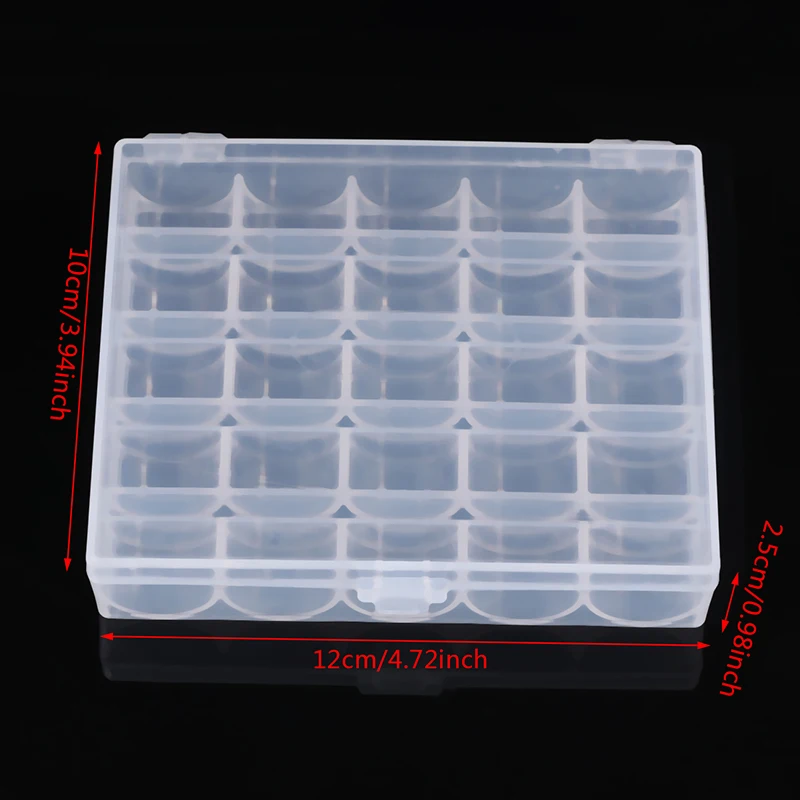 25 Spools Bobbins Sewing Machine Bobbin Case Organizer Storage Clear Box Tools