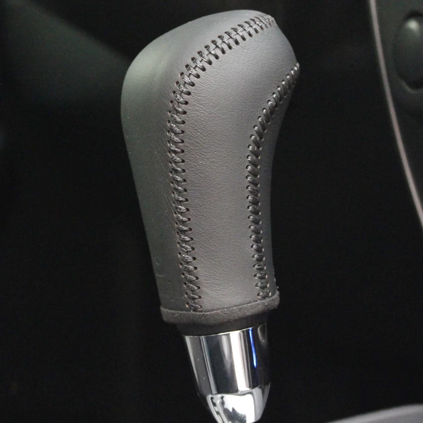 Black Genuine Leather Soft Hand-stitched Car Gear Shift Knob Covers for Suzuki Jimny Swift Grand Vitara Automatic