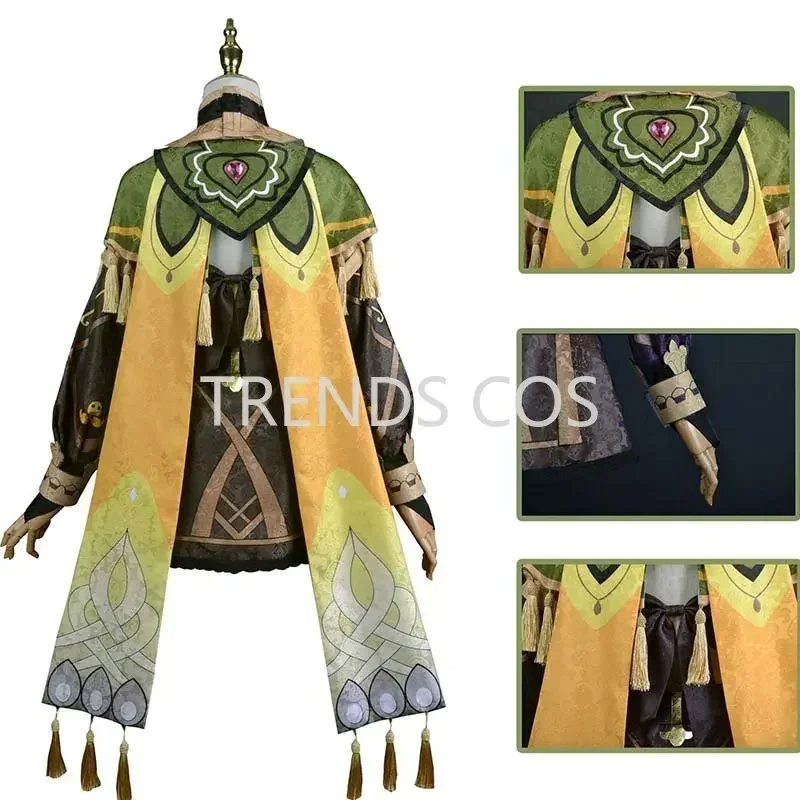 Tessuto Jacquard Collei Sumeru Dendro Avidya Forest Ranger Trainee Costume Cosplay Comics Collei Parrucca