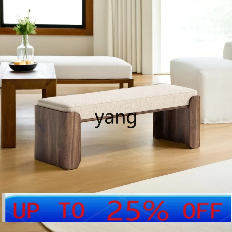 

lmM simple solid wood fabric bench living room sofa stool bedroom antique style