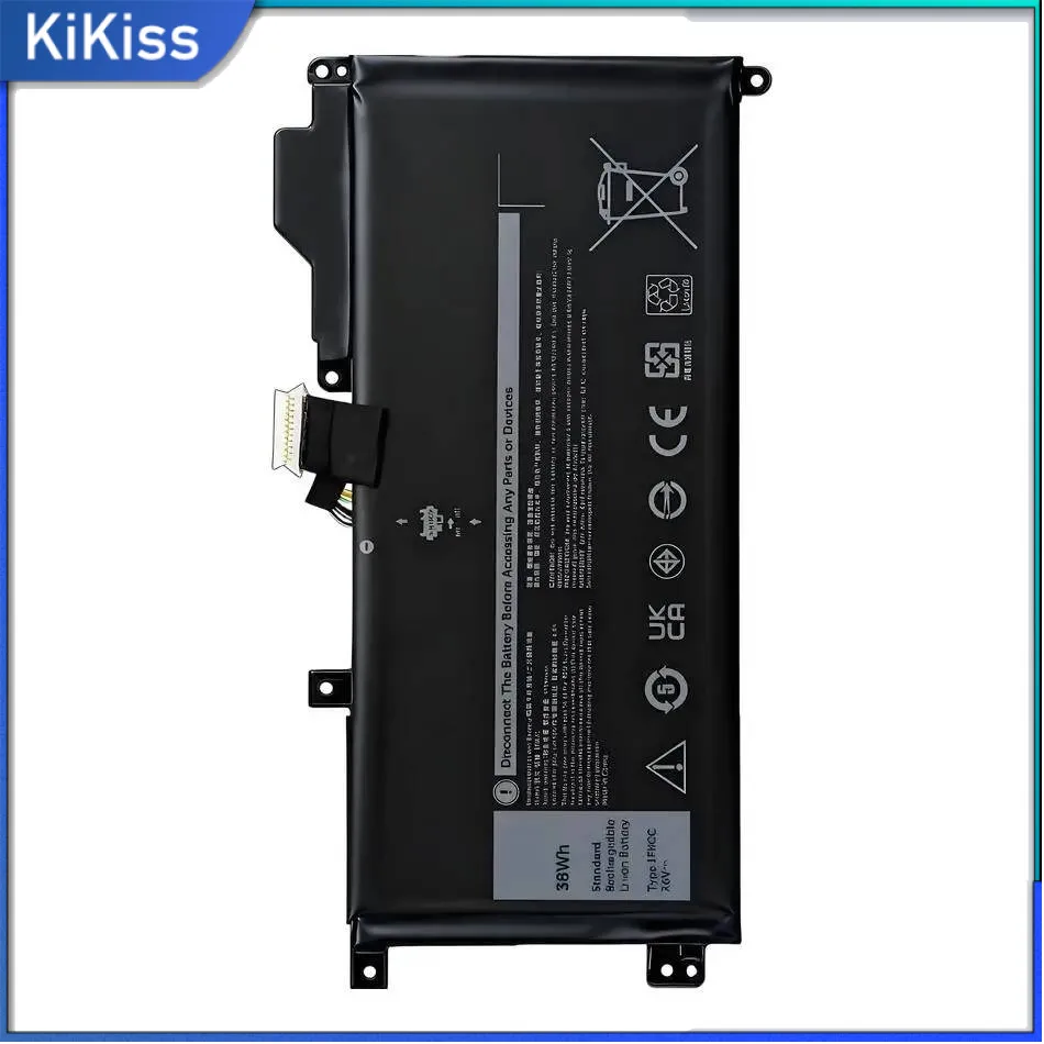 Battery 1FKCC 38Wh For Dell Latitude 7200 7210 2-IN-1 Series T04J T04J001 T04J002 T5H6P 09NTKM 9NTKM 0D9J00 D9J00 0KWWW4 KWWW4