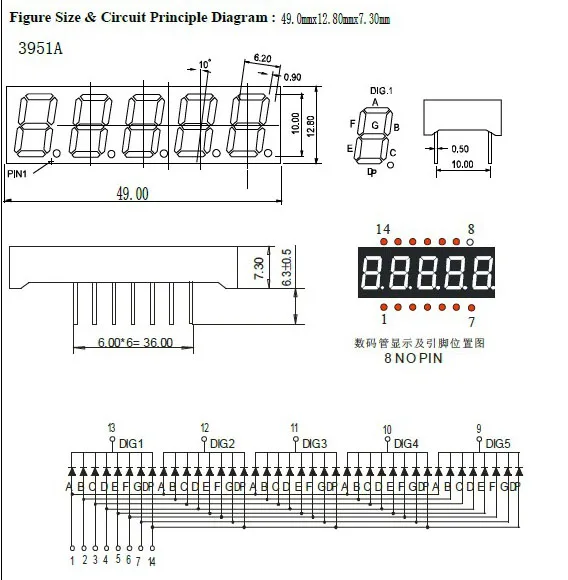 10 Stuks 5 Bits Digitale Buis Led Display 7 Segment Puur Groene 0.39 Inch Groothandel Kathode 0.39 "0,39 In Vier Cijfers Display