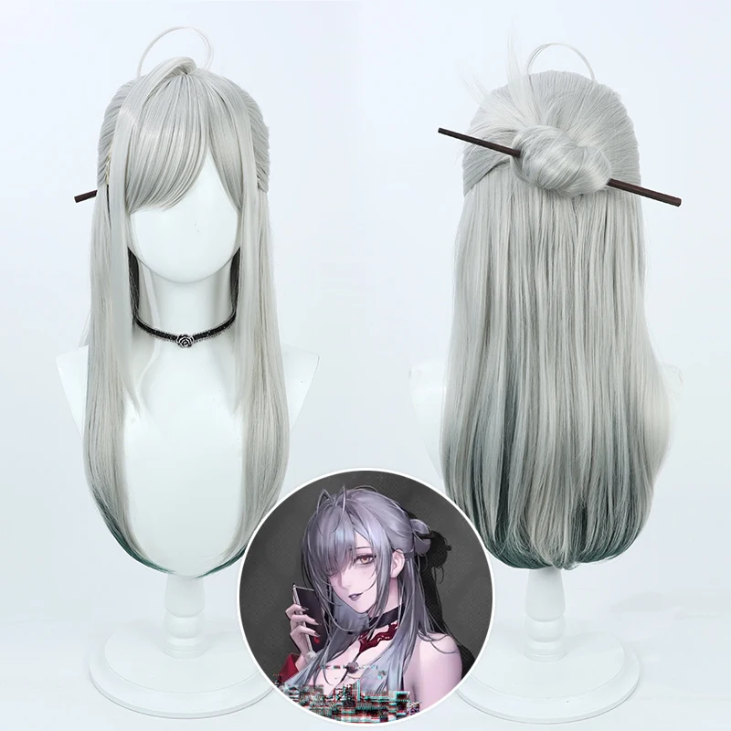 

Game Path To Nowhere Eleven Cosplay Wig 68cm Gray Black Mixed Heat Resistant Synthetic Hair Halloween Party Role Play + Wig Cap
