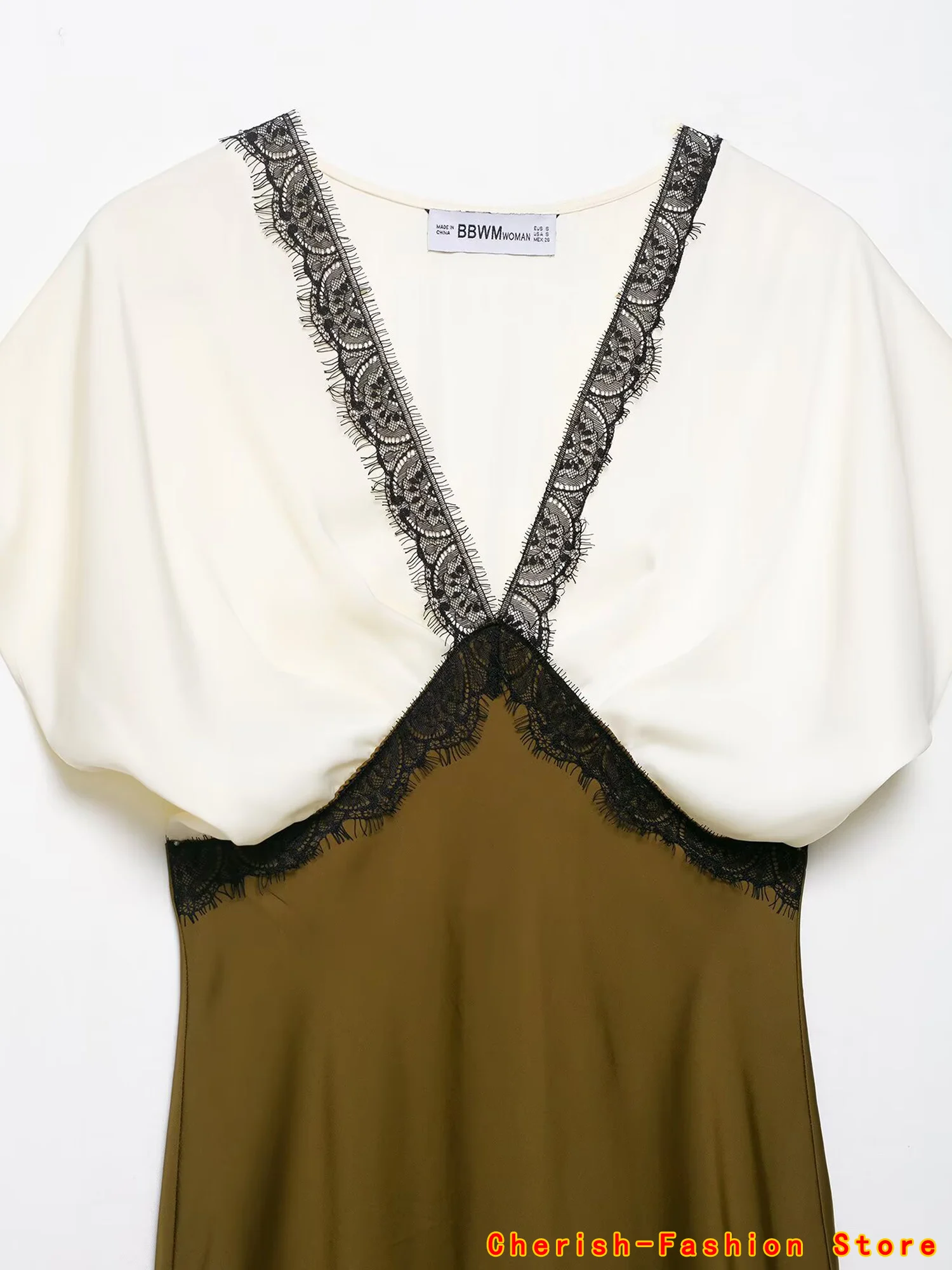 Elegante abito da sera lungo in raso patchwork da donna sexy scollo a V profondo maxi abiti estivi in pizzo alto donna 2025 abito Boho caldo