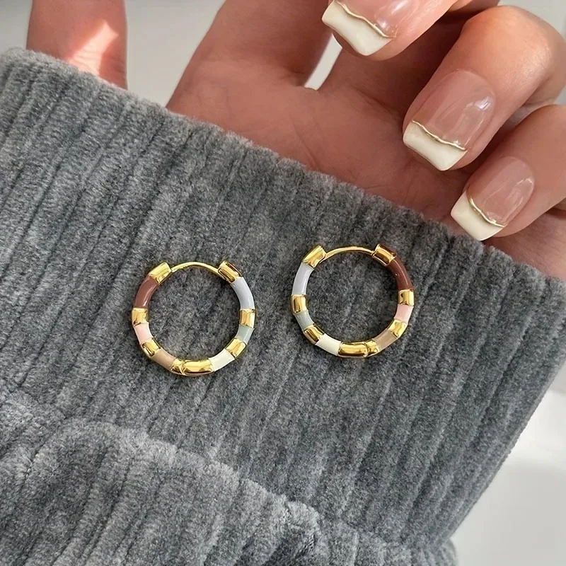 

Vintage Geometric Trend Colorful Drop Female Earrings Niche Personality Design Fashion Holiday Party Accessories Jewelry Gifts