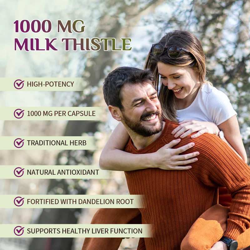 BUNKKA Milk Thistle Capsules 1000mg Dandelion Root Extract Liver Health Support Gut&Immune Health Skin Beauty Liver Function